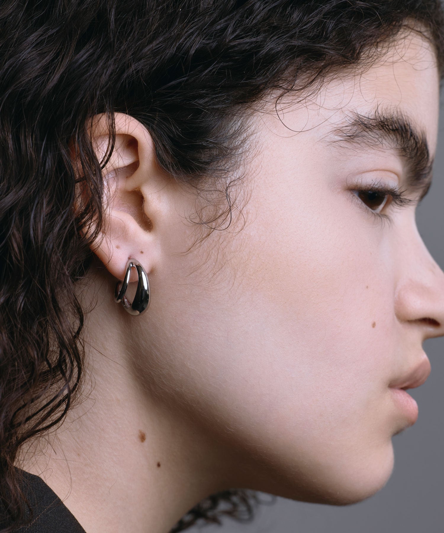 シルバー]ダブルフープピアス