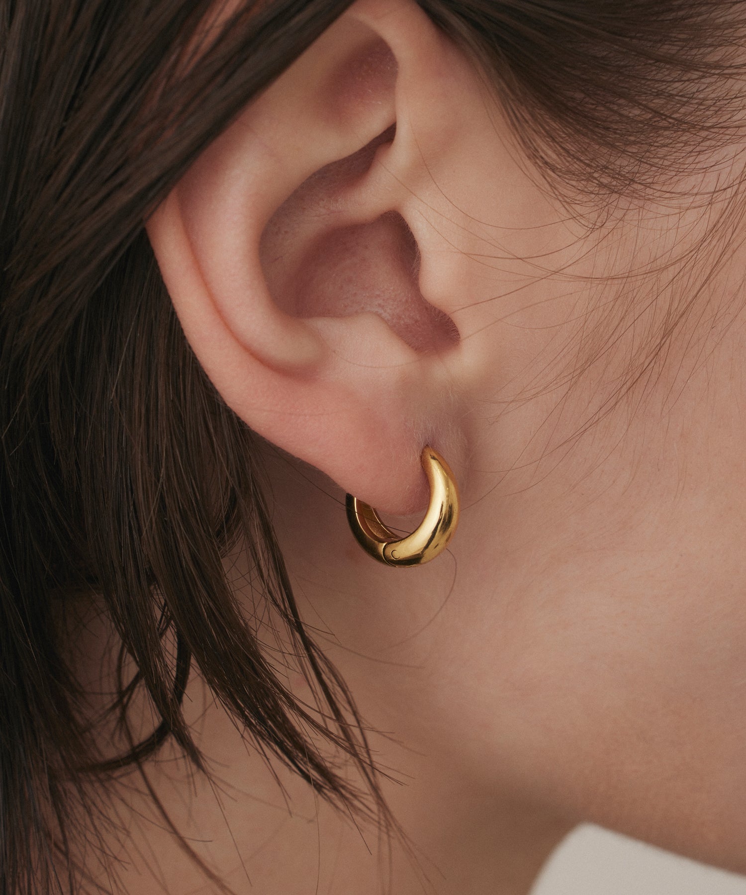 ゴールド]ドロップフープピアス