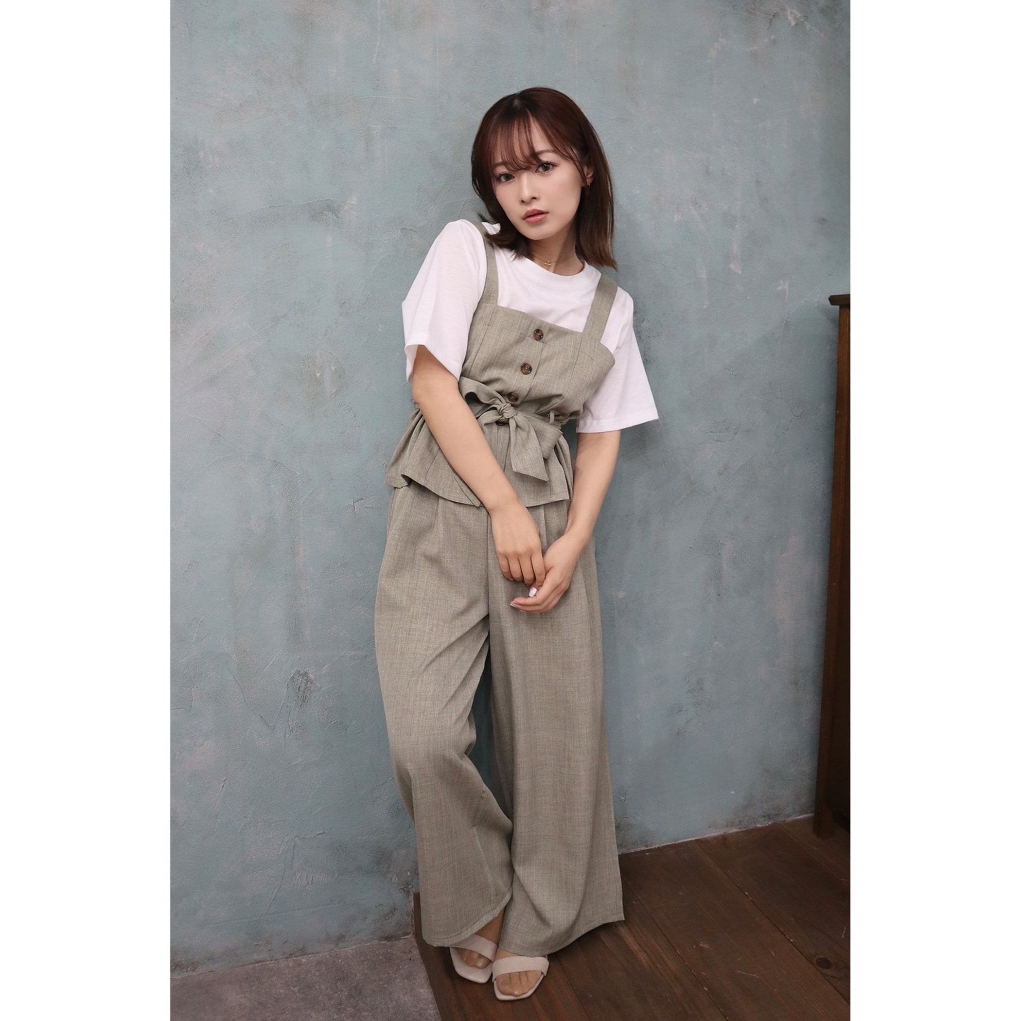 ウエストリボンビスチェxワイドパンツ インナー3点SET