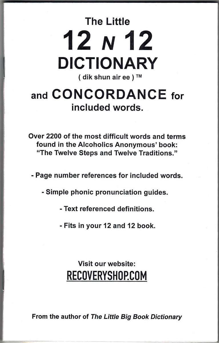 AA 12 N 12 DICTIONARY - AA Books I RecoveryShop