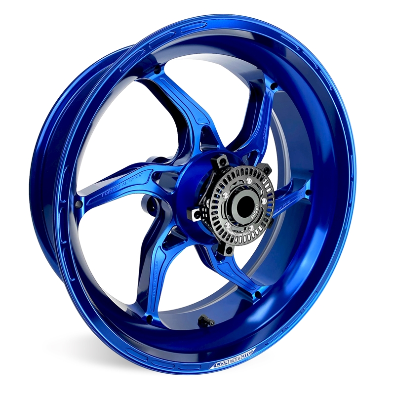 Gloss Blue Core Moto Apex-6 Lightest forged motorcycle wheels for