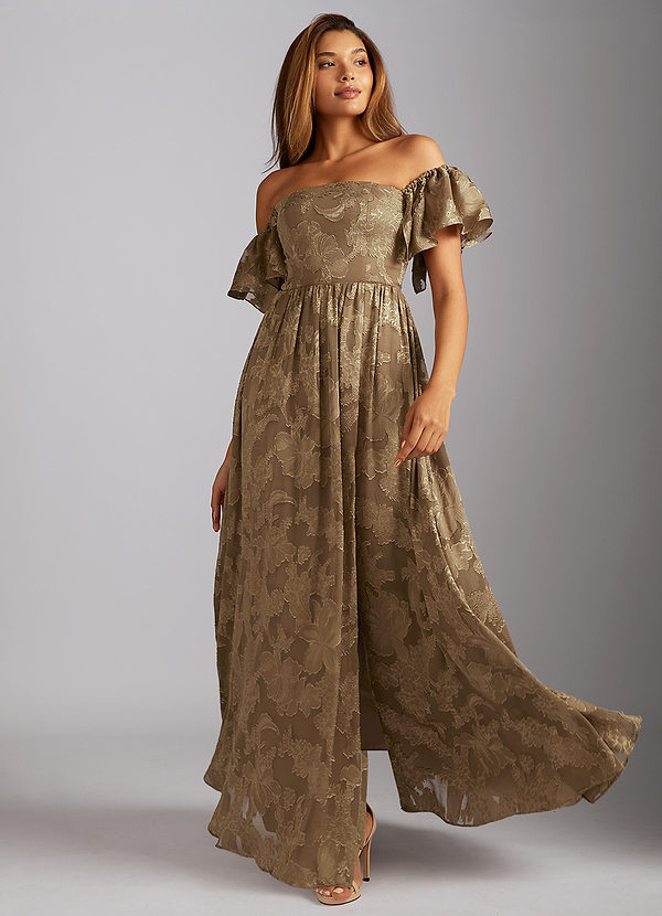 Victoria Mocha Maxi Dress | Azazie