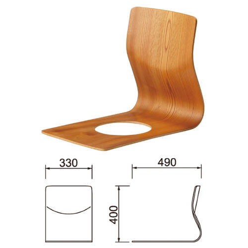 受注生産 天童木工 座椅子 ケヤキ板目 〔幅33×奥行49×高さ40×座面の高