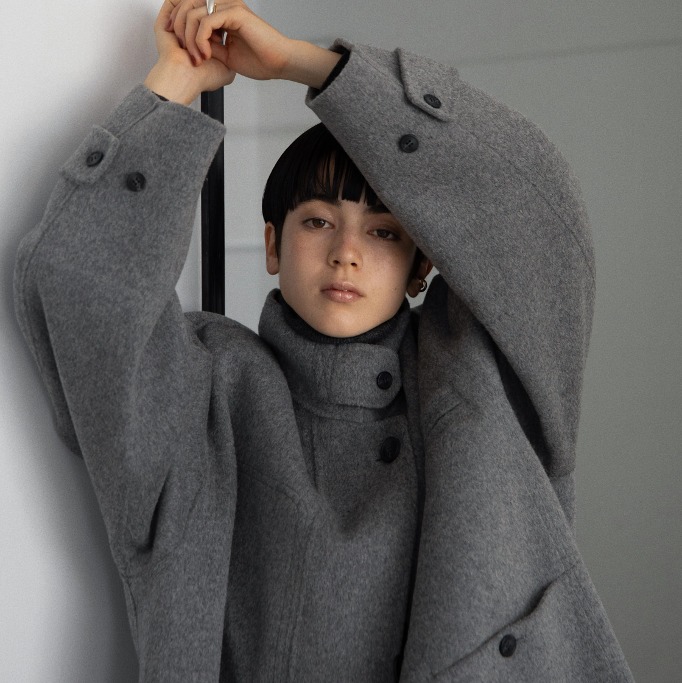 nokcha original】HAND MADE oval coat/melange gray - NOKCHA