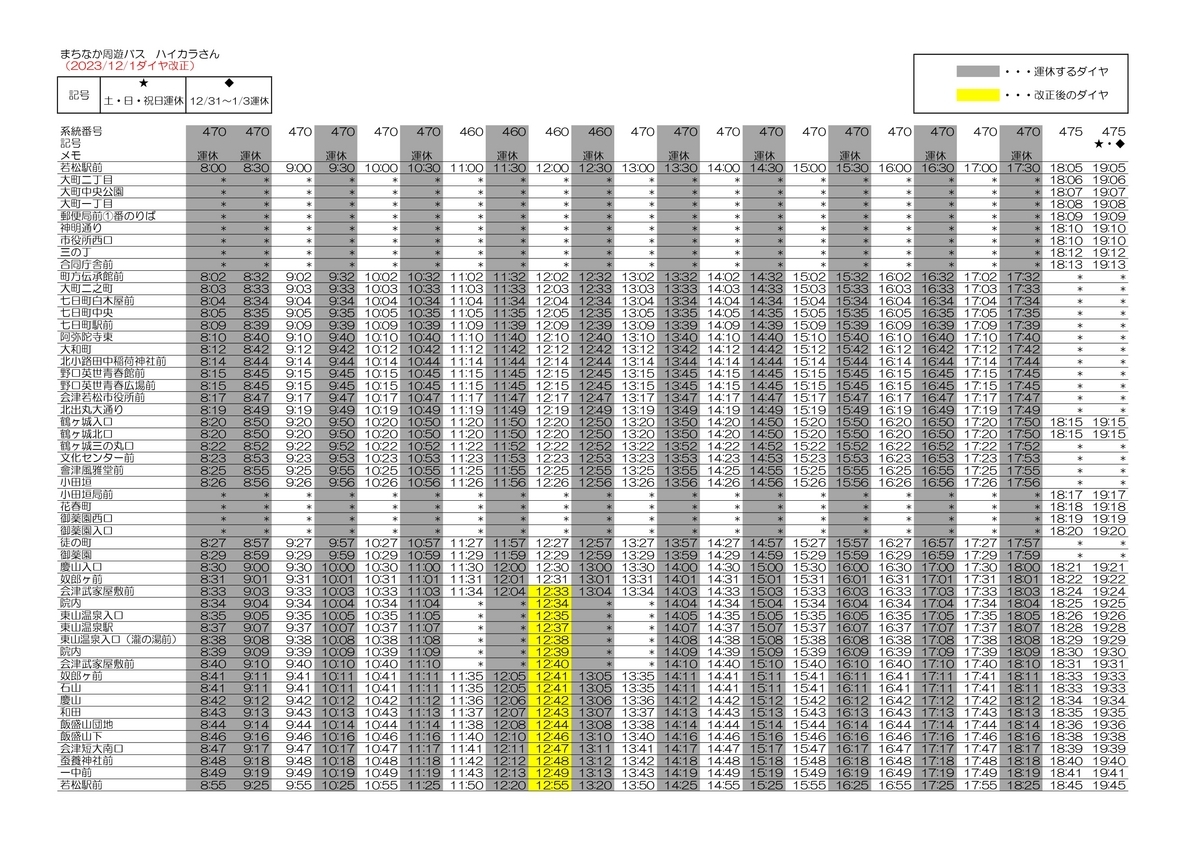 まちなか周遊バスのダイヤ改正について（2023.12.1～） - お知らせ