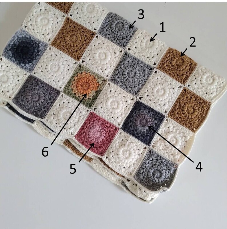 かぎ針編み】おひさまグラニースクエアのブランケットが完成しました