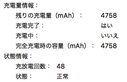 MacBook 12インチを1年間使用後のバッテリーのヘタリ（劣化）具合を