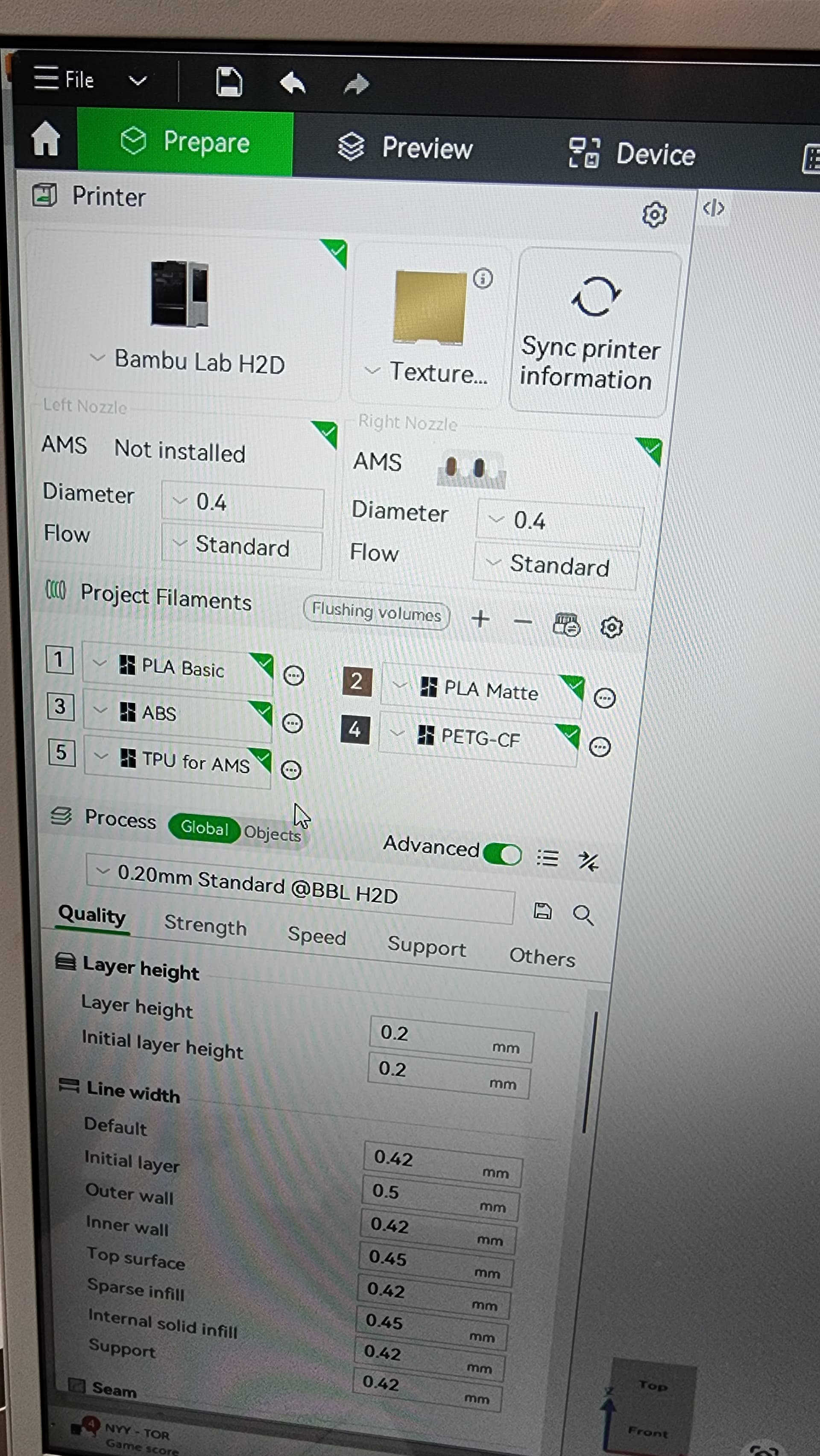 Ams syncs with device on screen tab but not the studio - Bambu Lab