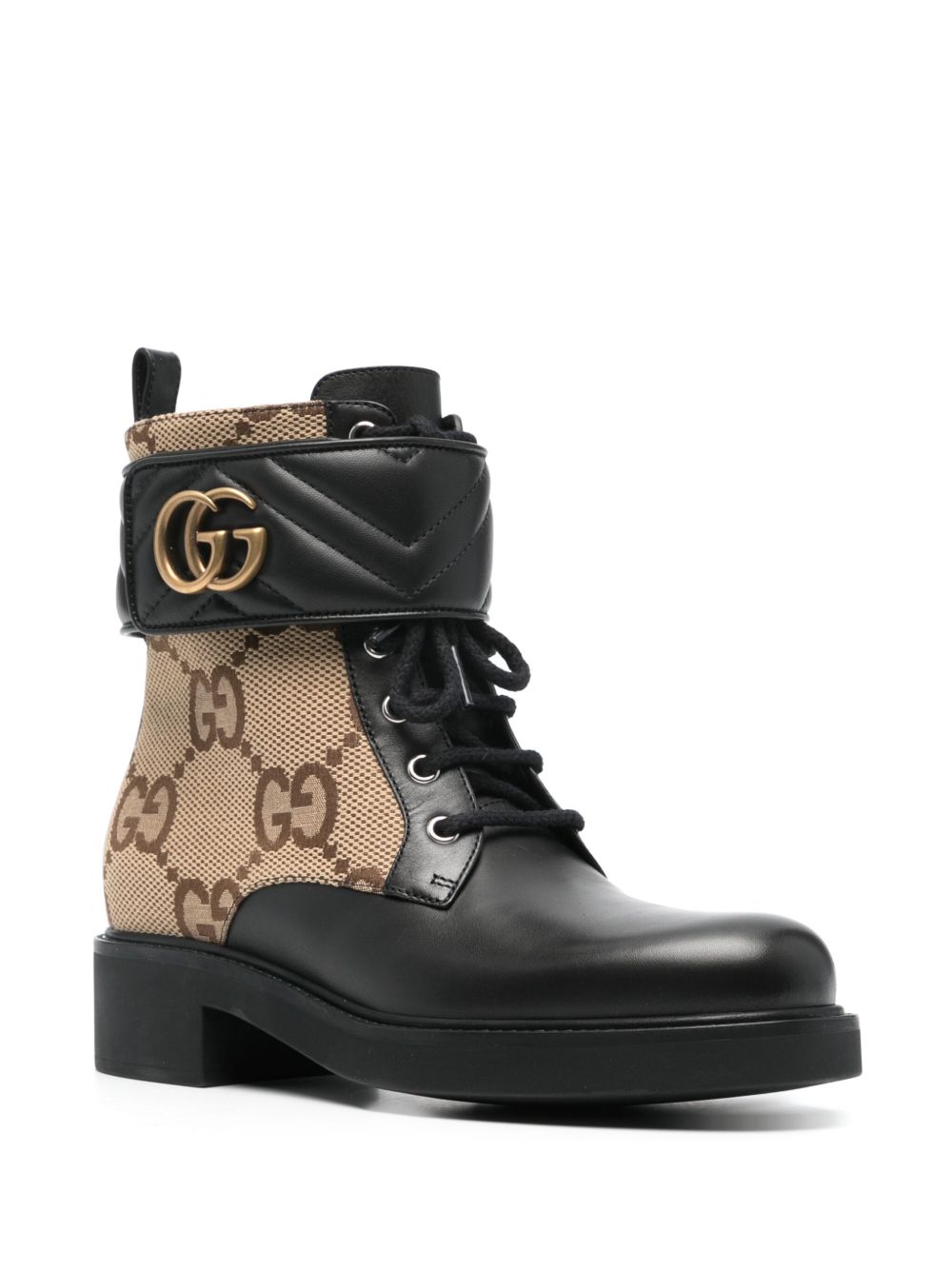 Gucci グッチ GGキャンバス ロゴプレート アンクルブーツ - FARFETCH