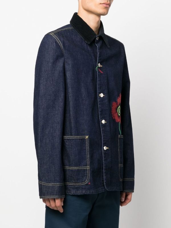 Kenzo embroidered-flower Detail Denim Jacket | Blue | FARFETCH