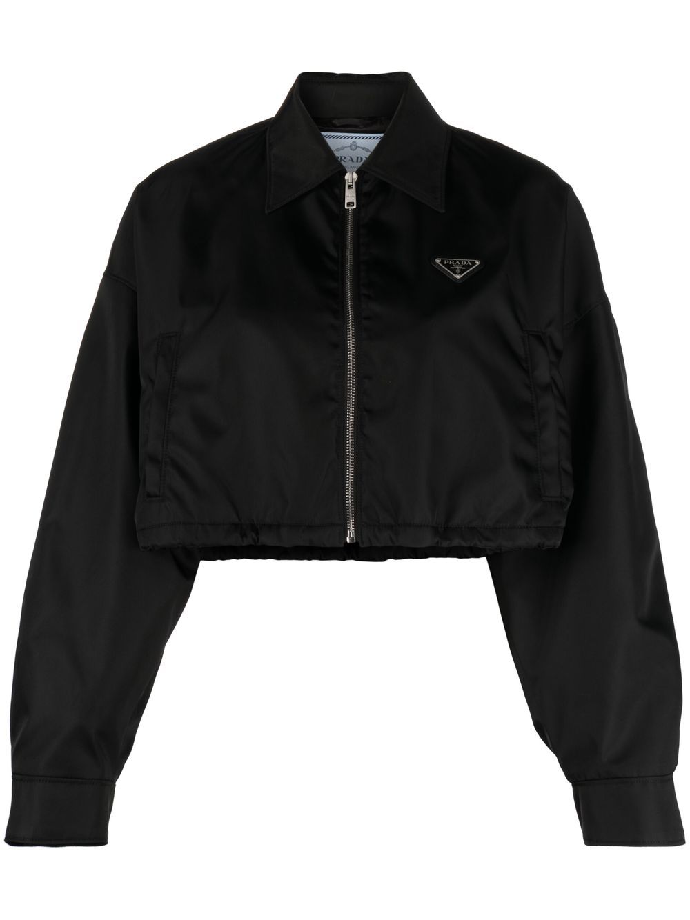 Prada Re-Nylon Cropped Blouson Jacket | Black | FARFETCH