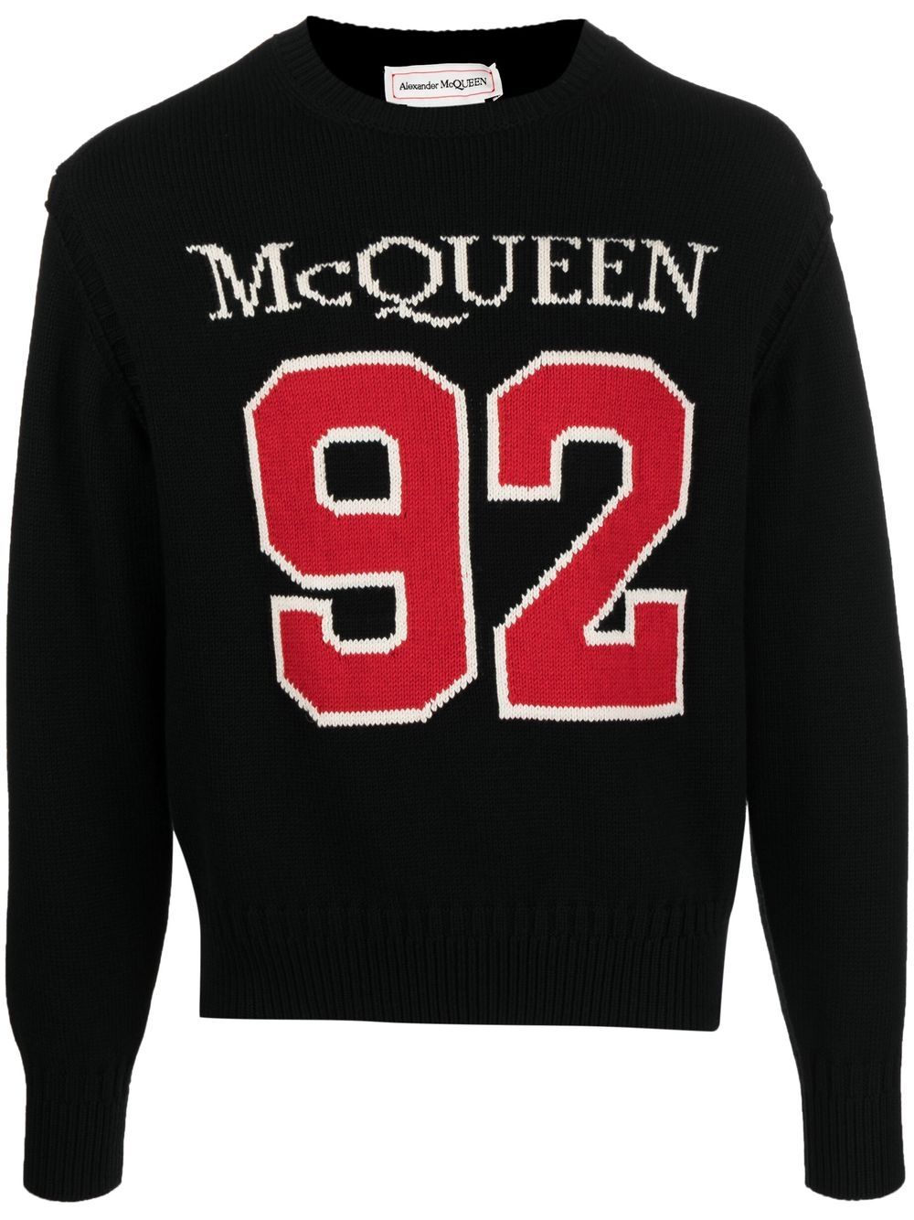Alexander McQueen intarsia-knit Knitted Cotton Jumper | Black