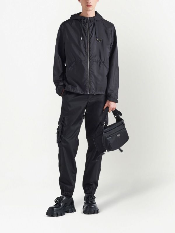 Prada Re-Nylon Hooded Jacket | Black | FARFETCH CA