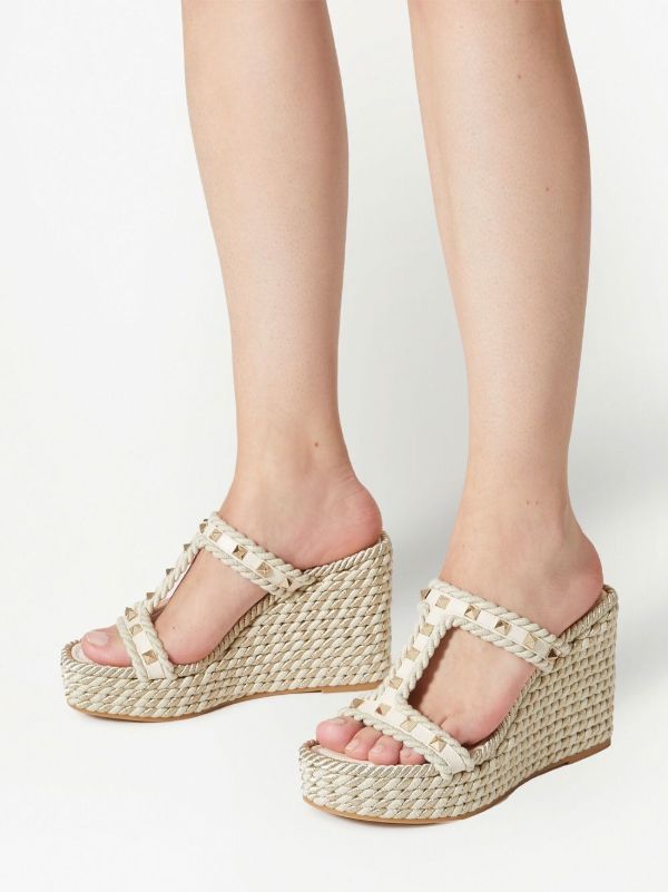 Valentino Garavani ロックスタッズ トーション ウェッジサンダル