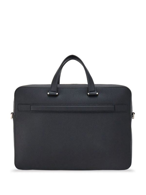 Ferragamo Gancini Leather Briefcase | Black | FARFETCH IN