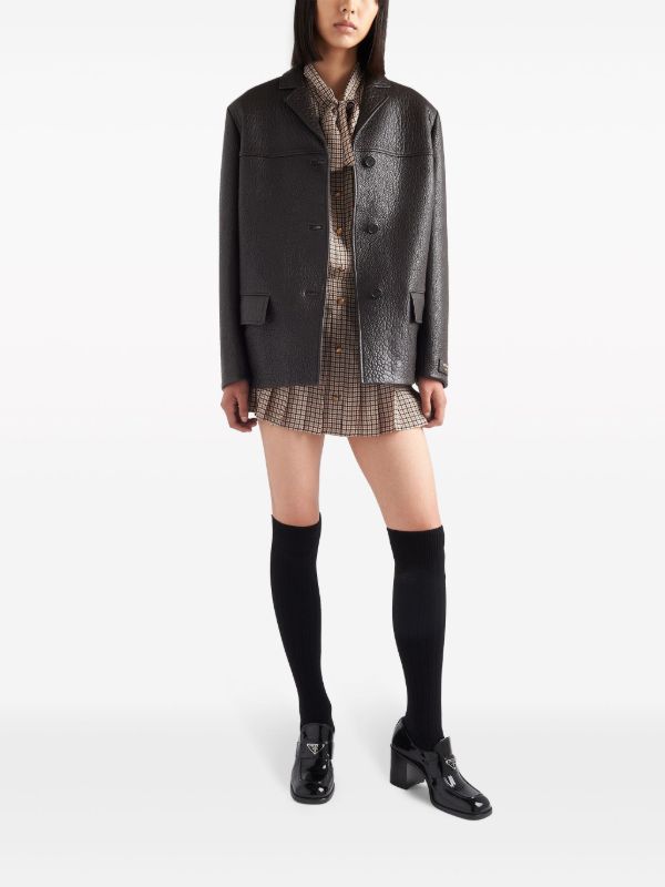 Prada レザー シングルジャケット | ブラウン | FARFETCH JP