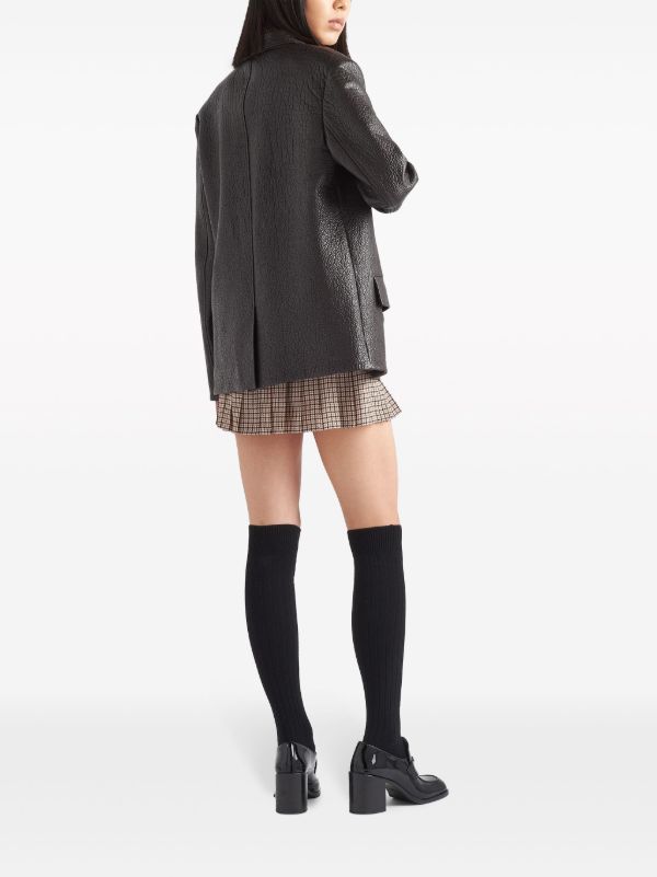 Prada レザー シングルジャケット | ブラウン | FARFETCH JP