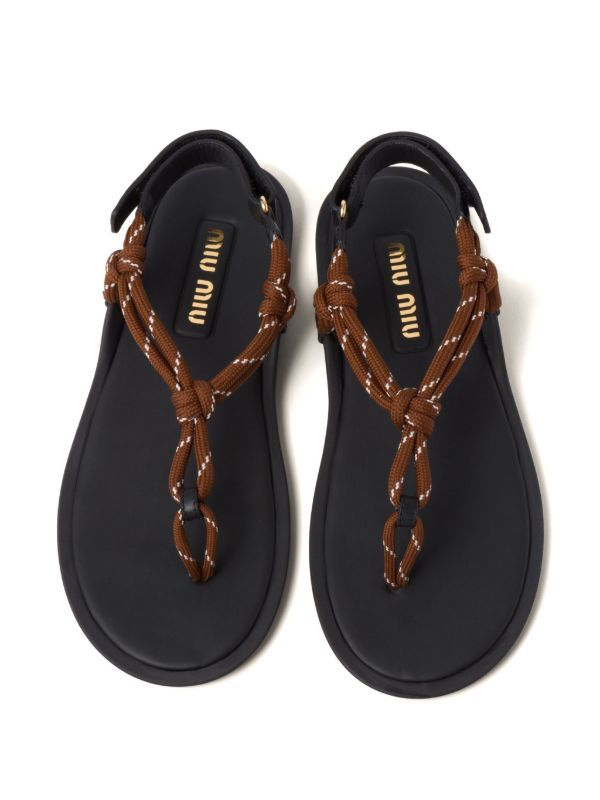 Miu Miu cord-strap Leather Sandals | Brown | FARFETCH IN