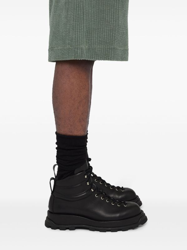 Jil Sander レースアップ レザーアンクルブーツ | ブラック | FARFETCH JP