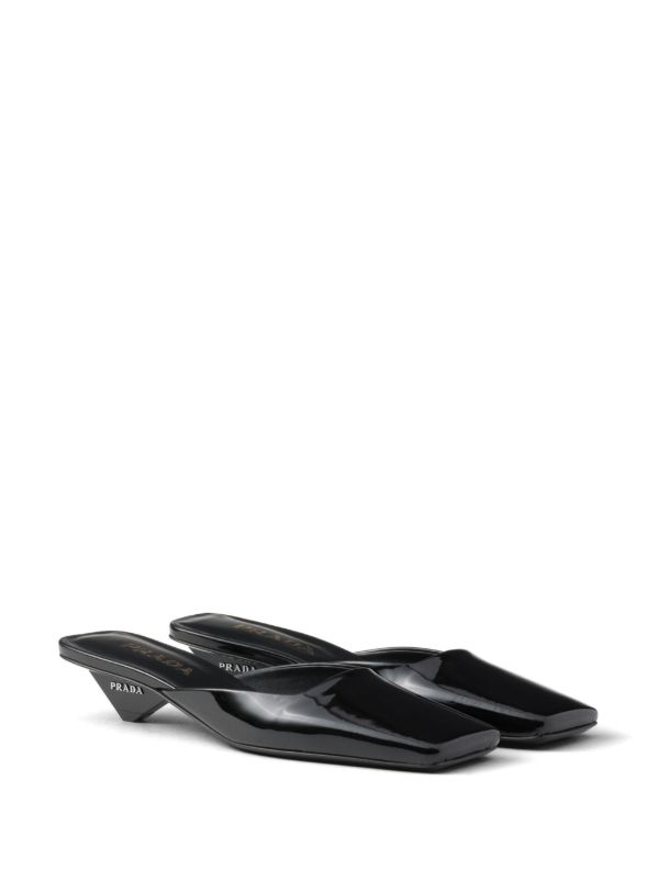 Prada 35mm Patent Leather Mules | Black | FARFETCH AU