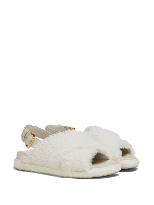 Marni Fussbett Shearling Sandals | White | FARFETCH