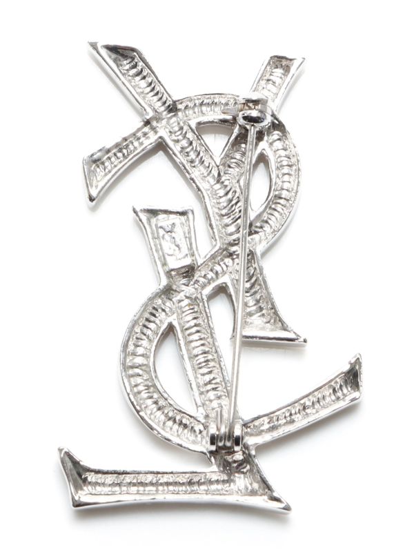 Saint Laurent Pre-Owned YSL Brooch | Silver | FARFETCH