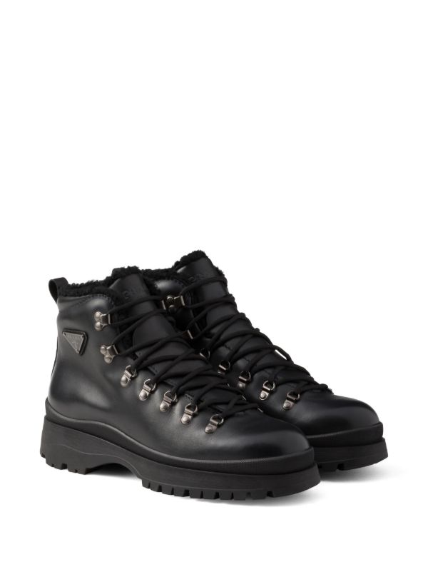 Prada Brixxen Leather Boots | Black | FARFETCH JO