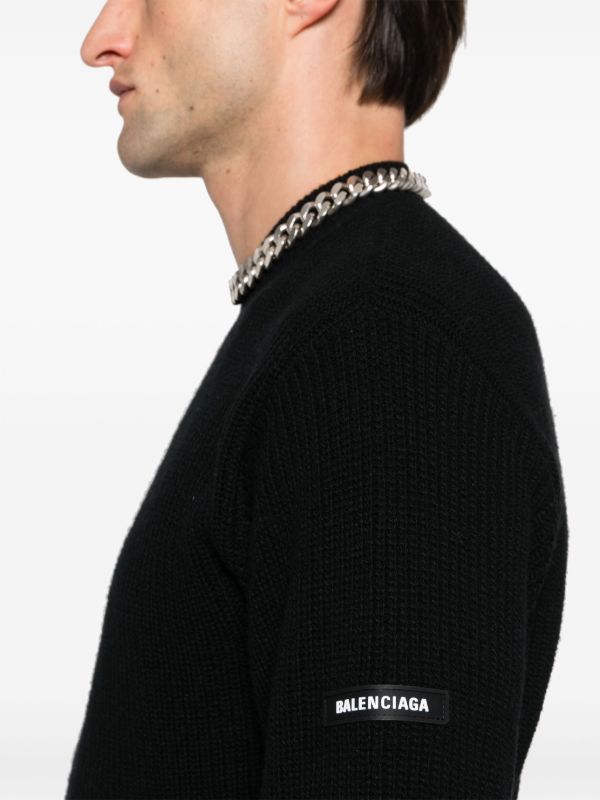 Balenciaga Patch Cropped Sweater | Black | FARFETCH