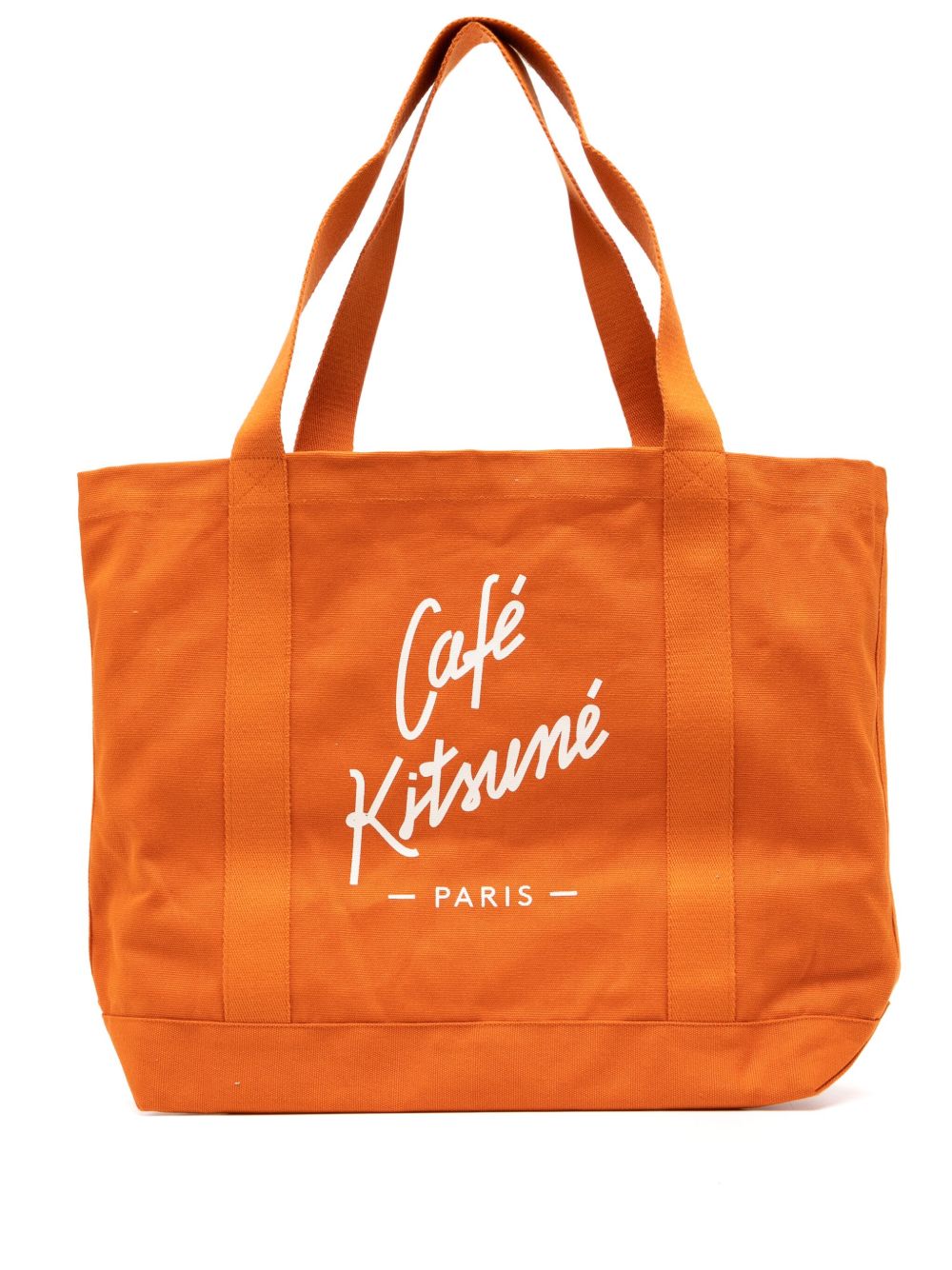 CAFÉ KITSUNÉ Logo Print Canvas Tote Bag | Orange | FARFETCH