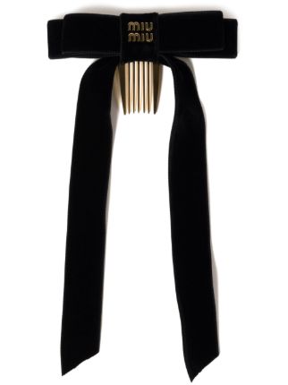 Miu Miu ベルベット ヘアクリップ | ブラック | FARFETCH JP