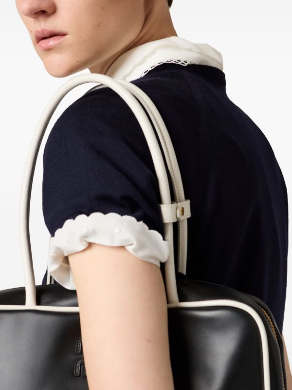 Miu Miu logo-intarsia T-shirt | Blue | FARFETCH