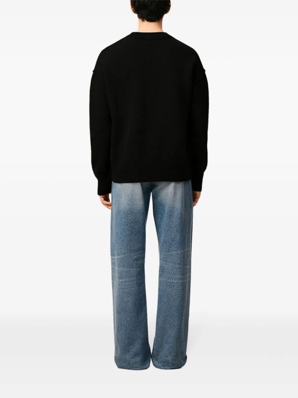 AMI Paris Ami De Coeur クルーネックセーター | ブラック | FARFETCH JP