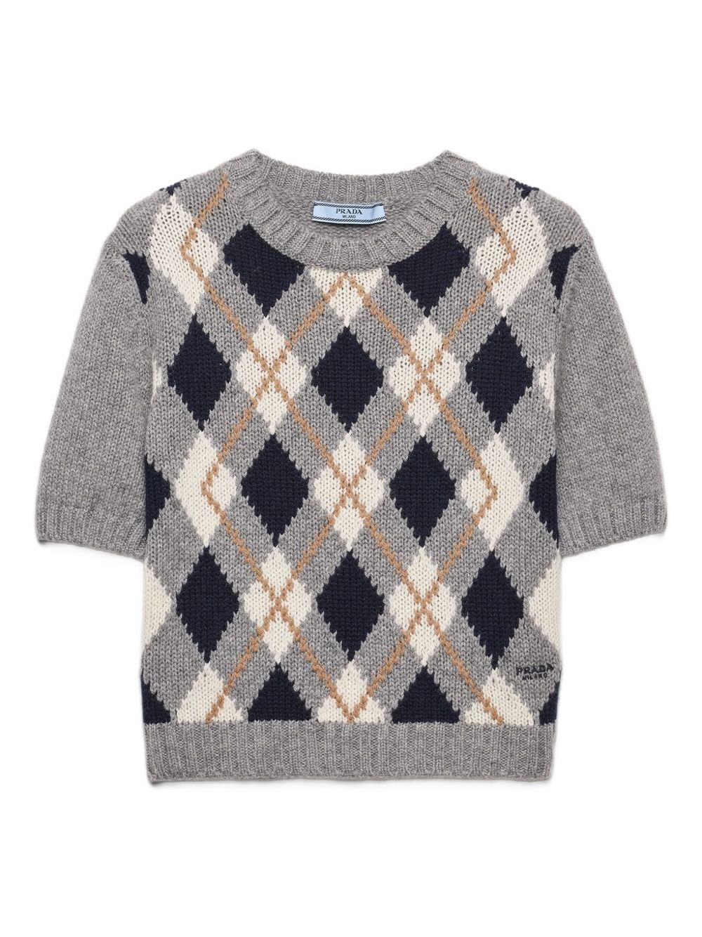 Prada ダイヤパターン ショートスリーブセーター | グレー | FARFETCH JP