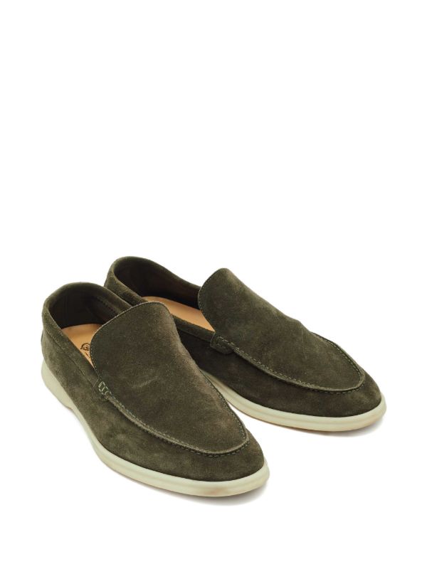 Loro Piana Pre-Owned Summer Walk Suede Loafers | Green | FARFETCH