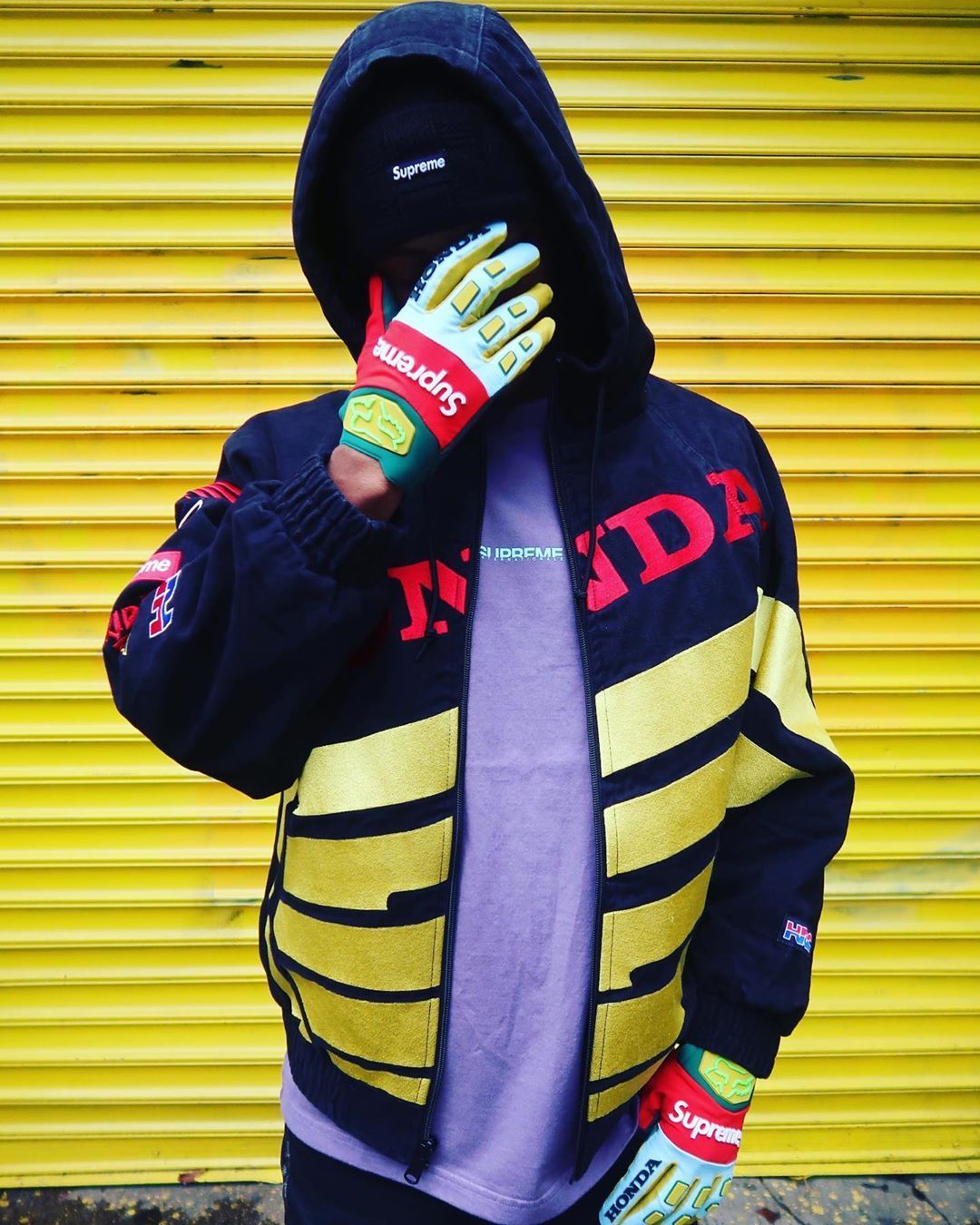 FW19 Supreme × Honda × Fox Racing Puffy Zip Up Work Jacket