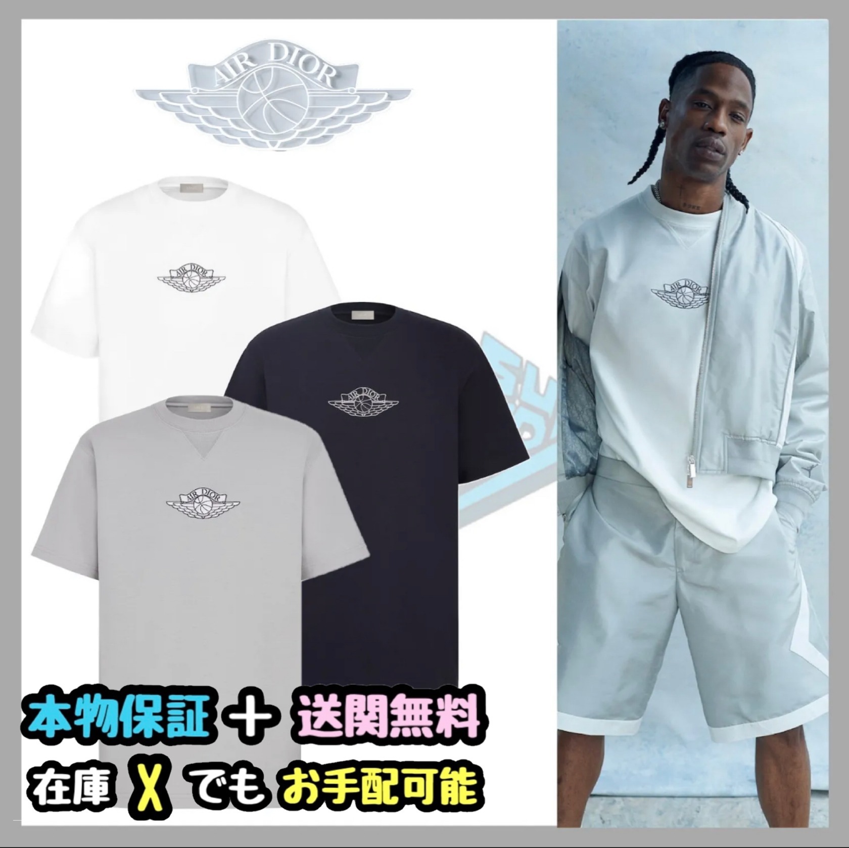 AirDior】Dior x NIKE Jordan ウィングロゴ Tシャツ (Dior/Tシャツ