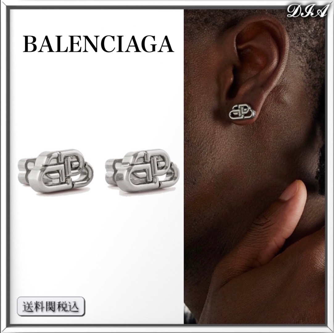 BALENCIAGA BBロゴ シルバートーン スタッド ピアス 人気 (BALENCIAGA