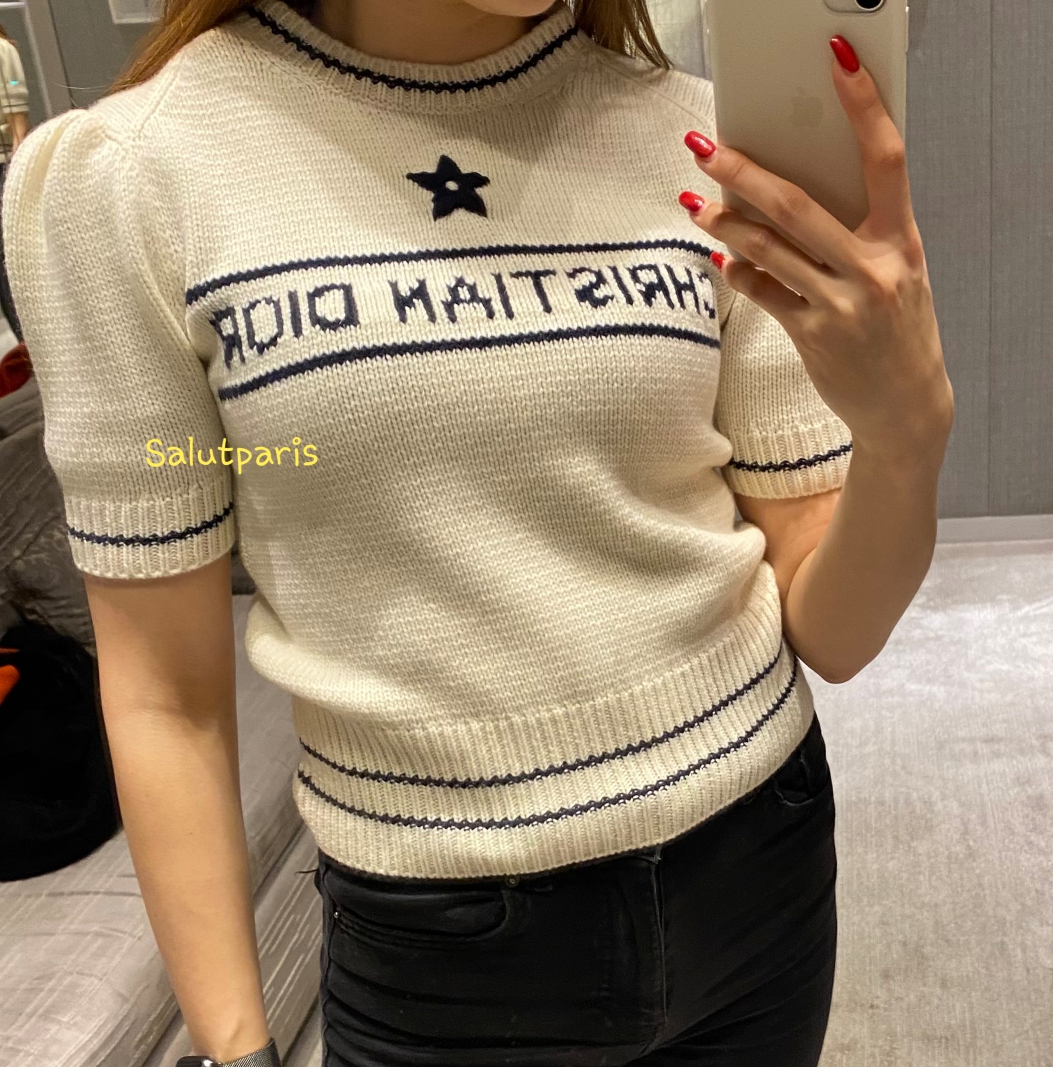 完売前に*ウールカシミアディオールスター半袖ニット/セーター (Dior