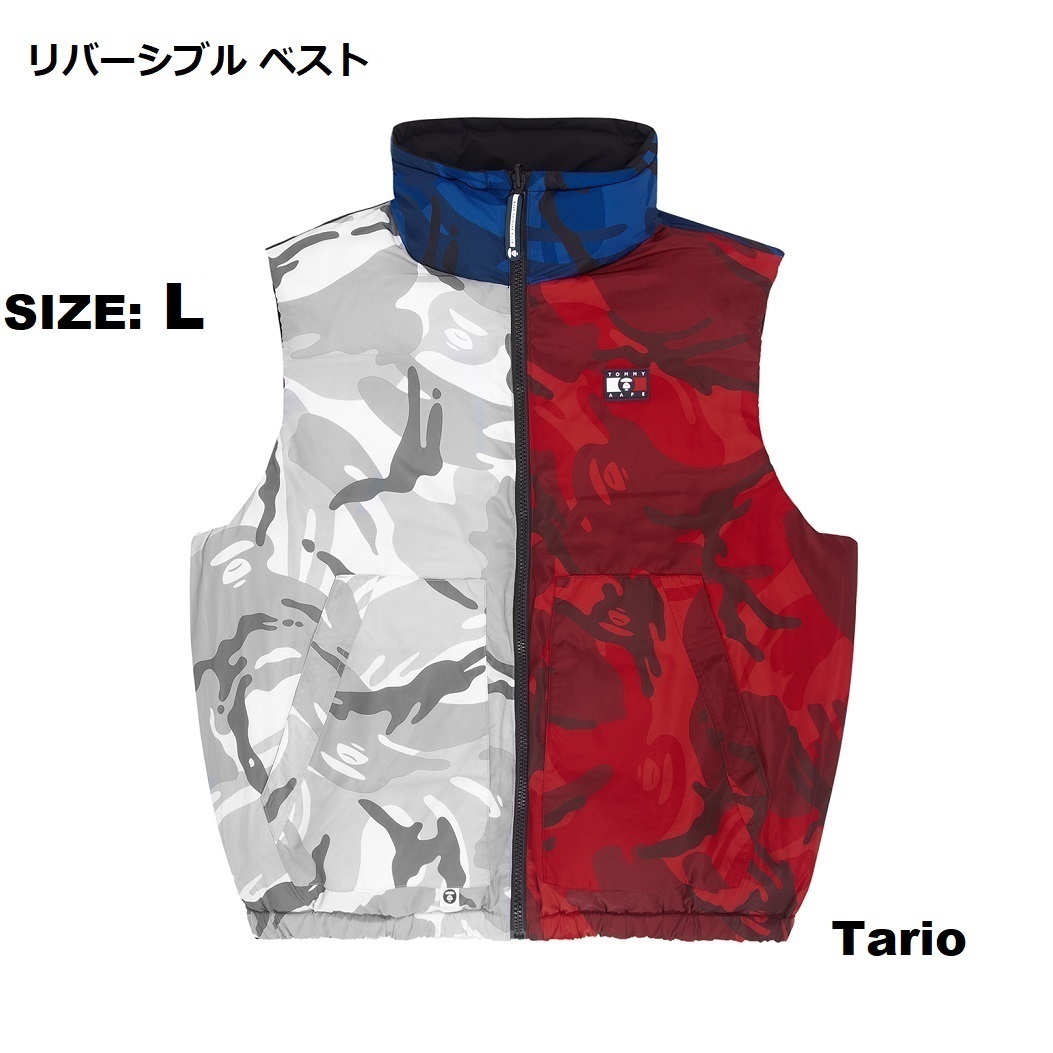 送料込！AAPE (エーエイプ)xTOMMY JEANS リバーシブル ベスト L (A