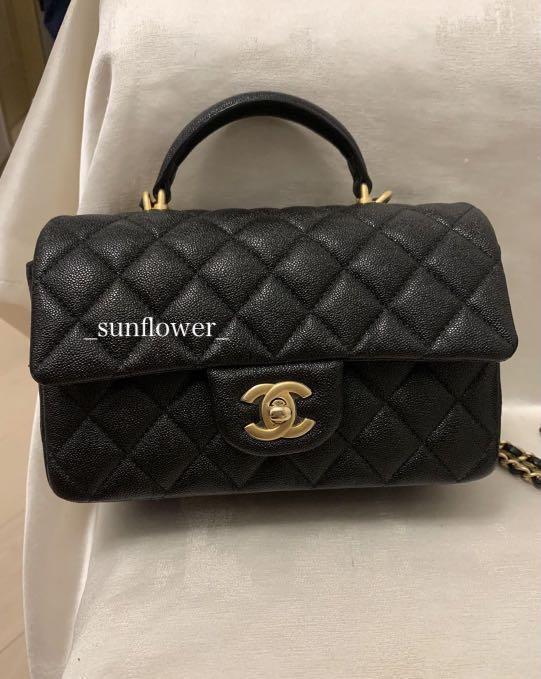 シャネル トップハンドルフラップバッグ 希少なキャビアスキン (CHANEL