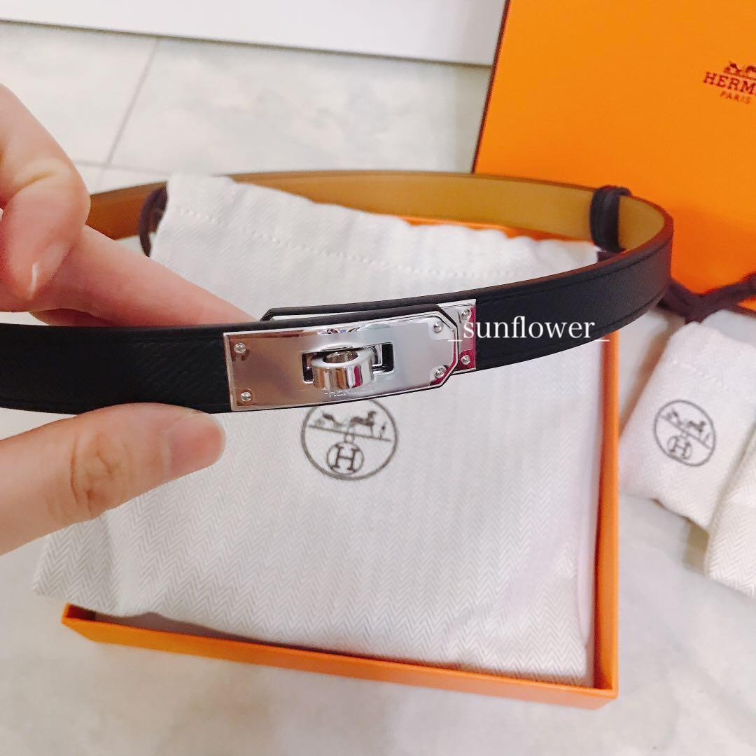 エルメス ケリー18ベルト ノワール/シルバー金具 (HERMES/ベルト