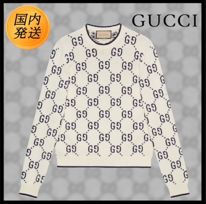 国内発送☆GUCCI】GG コットンニット スウェットシャツ ロゴ (GUCCI
