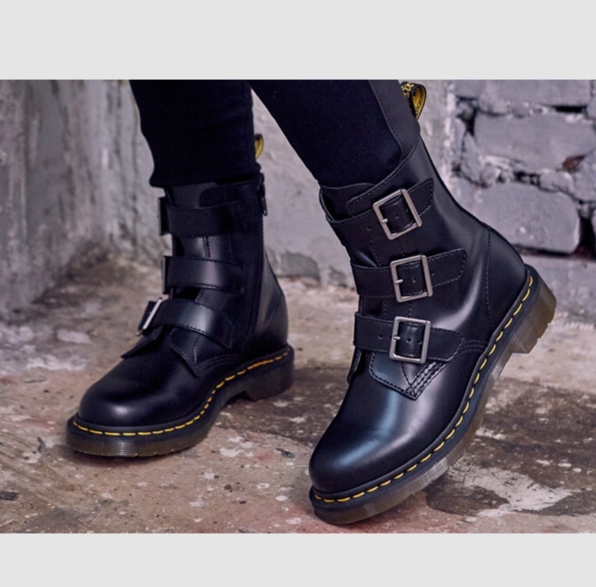 Dr Martens☆BLAKE☆バックルブーツ☆ジッパー☆ベルト☆黒 (Dr