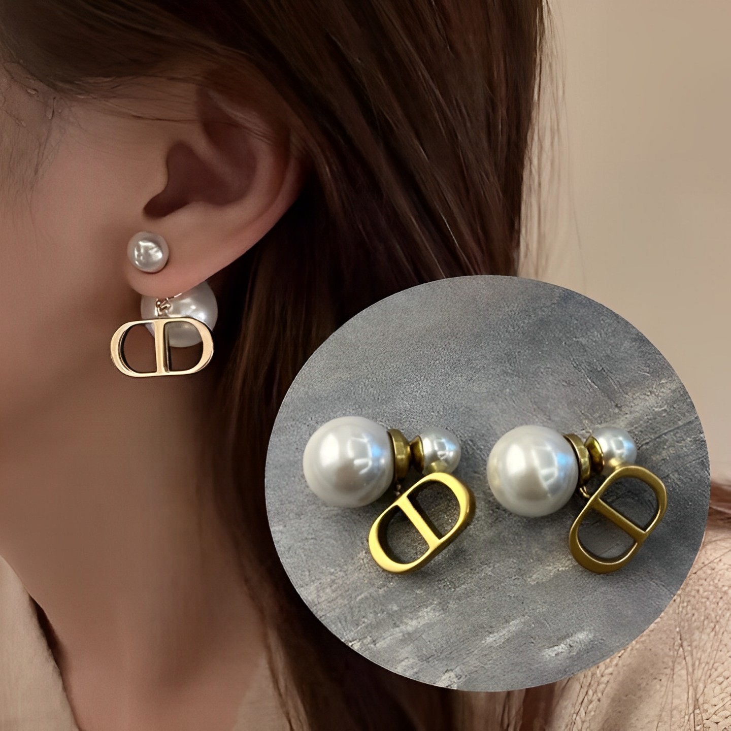 Dior】《DIOR TRIBALES》メタル & レジンパール ピアス (Dior/ピアス