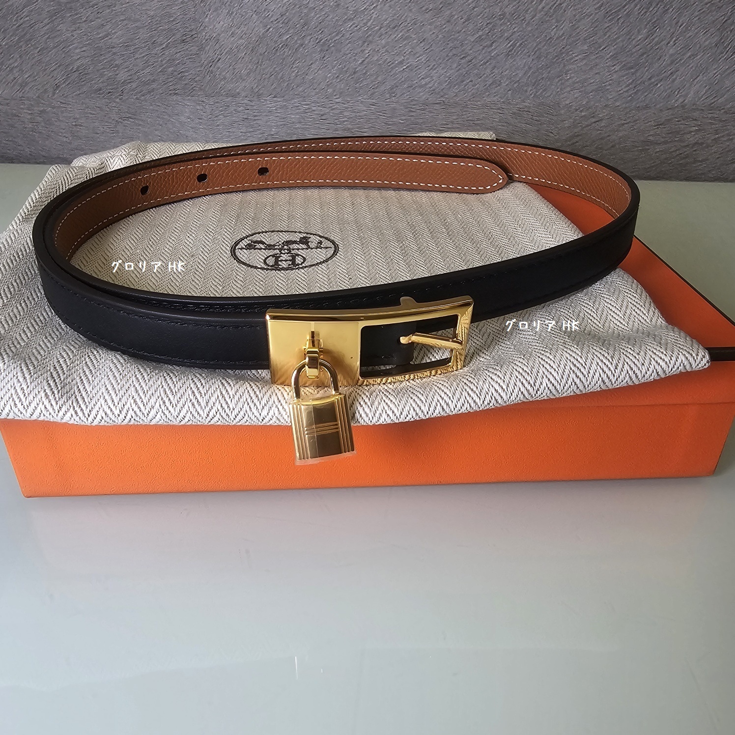 HERMES】 リバーシブルベルト 《ラッキー》 15 南京錠 (HERMES/ベルト