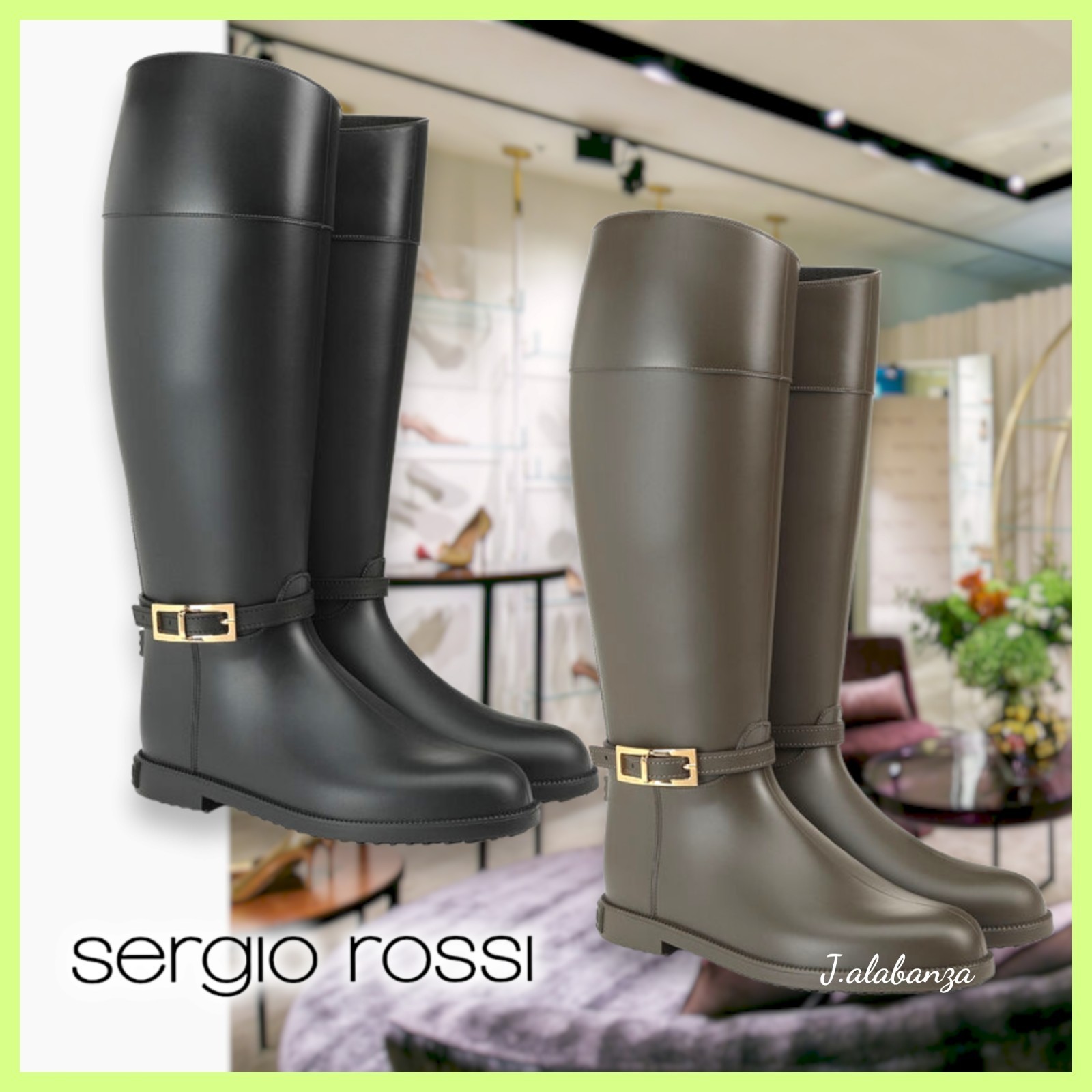 セルジオロッシ☆2色 ロングレインブーツ/sr Nora Rainy (Sergio Rossi