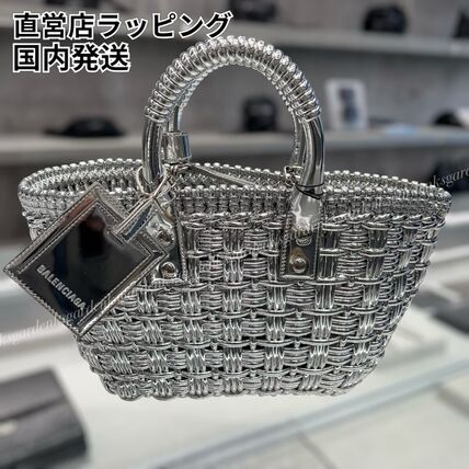 シルバー（銀色）系 BALENCIAGA(バレンシアガ) かごバッグ(レディース
