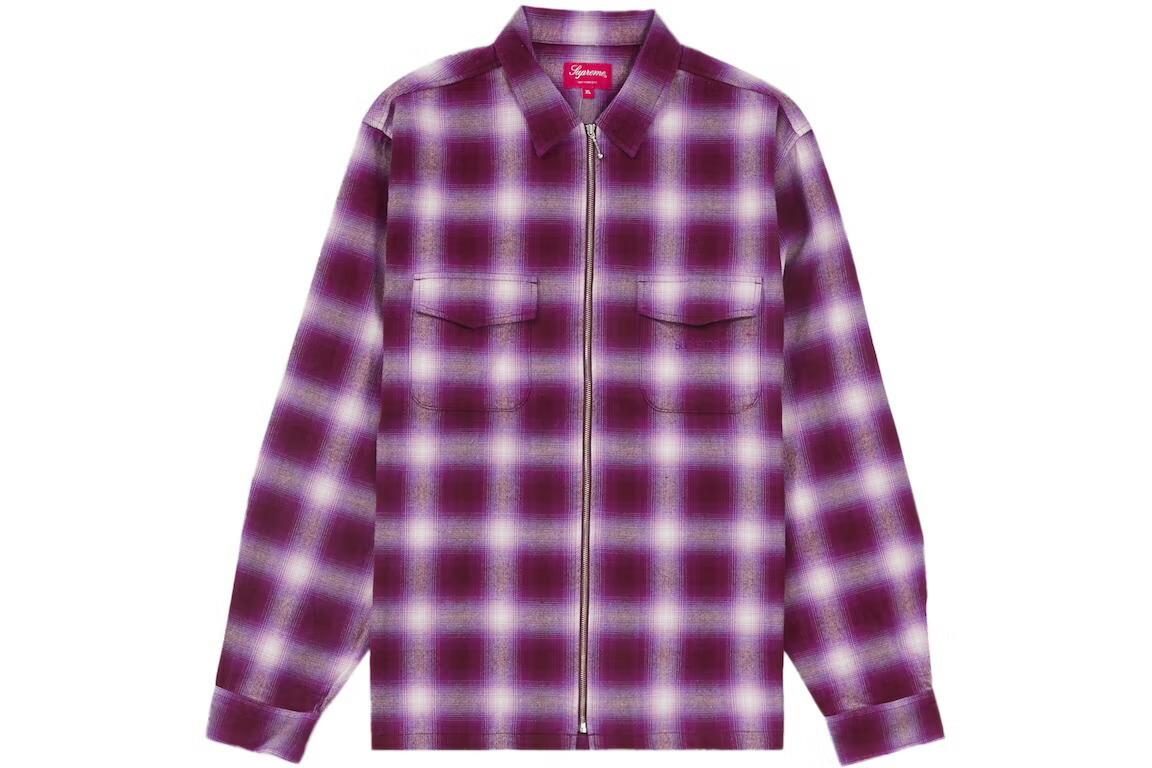 Supreme Shadow Plaid Flannel Zip Up Shirt Magenta (Supreme/シャツ