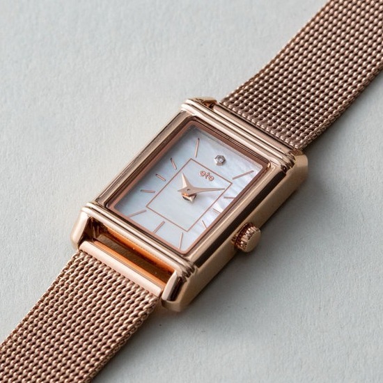 ete*ソーラーウォッチ スクエア メッシュベルト*直営ギフト包装