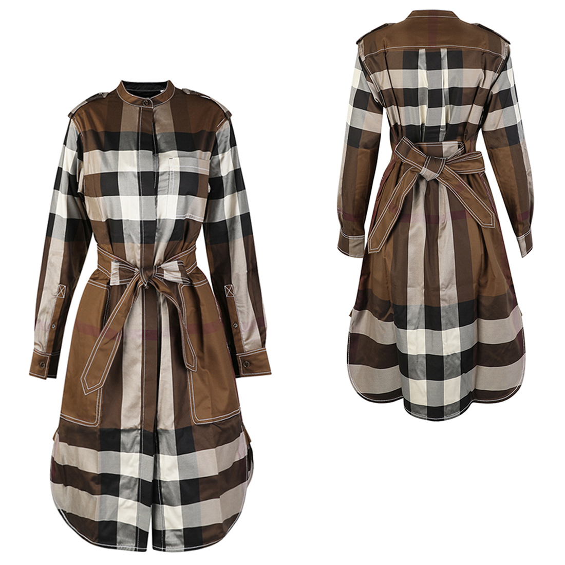 関税負担なし☆Burberryバーバリーチェックコットンシャツドレス